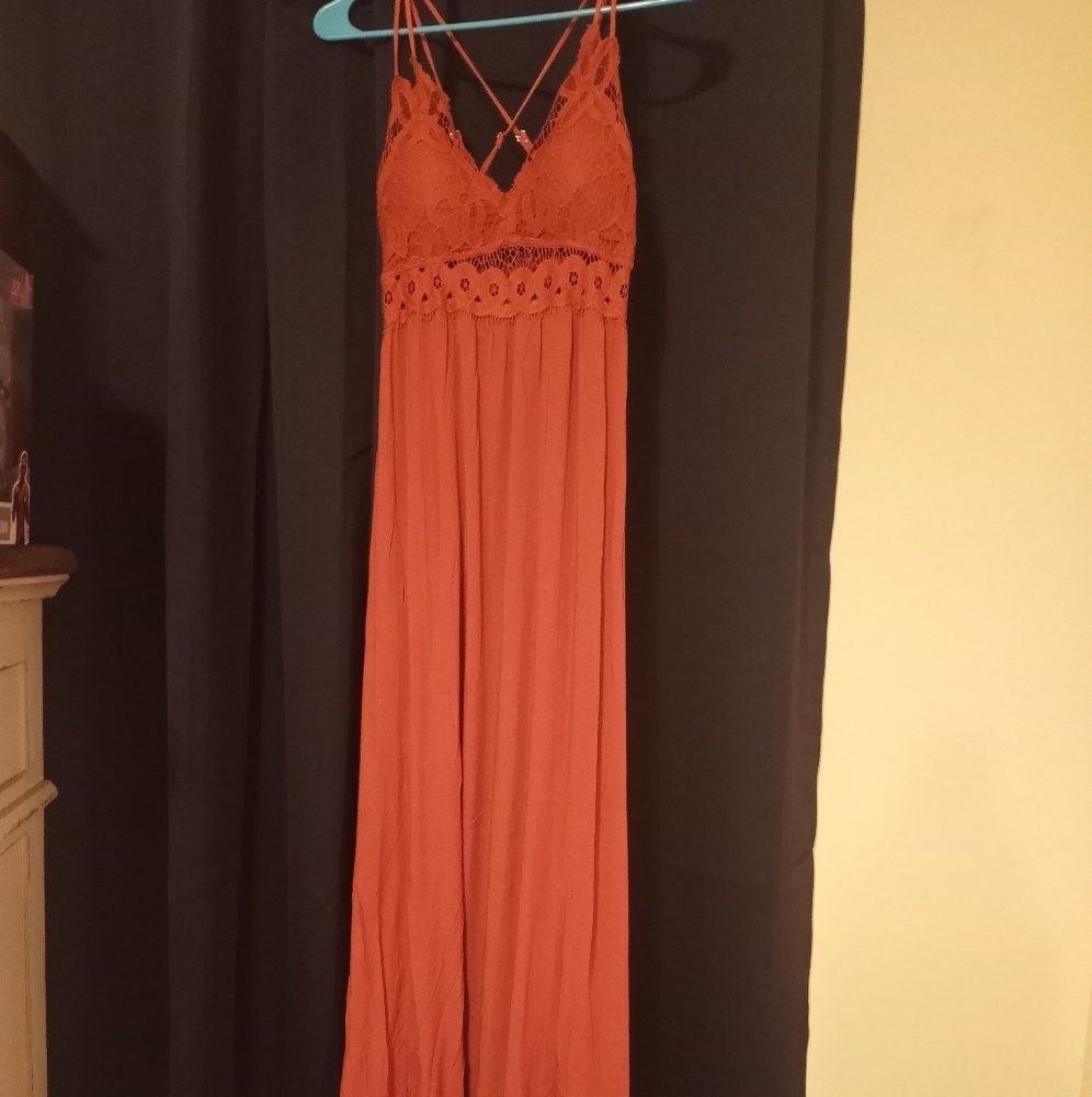 Pink Lily Boutique Rust Lace Dress Size Small